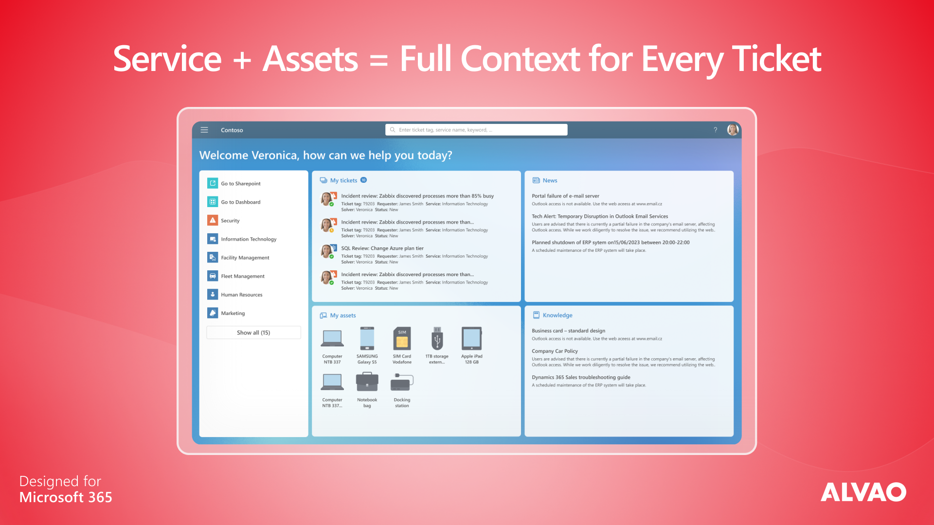 screenshot of ALVAO Service Desk